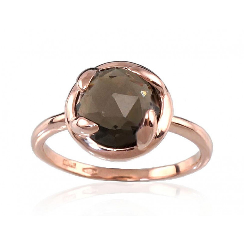 Gold ring 1100055(Au-R)_KZSM, Red Gold 585°, Smoky Quarz