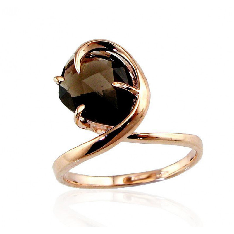 Gold ring 1100087(Au-R)_KZSM, Red Gold 585°, Smoky Quarz