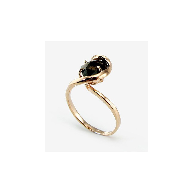 Gold ring 1100087(Au-R)_KZSM, Red Gold 585°, Smoky Quarz