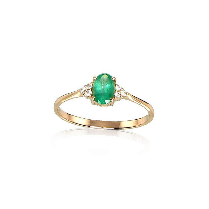 Gold ring 1100091(Au-R+PRh-W)_DI+EM, Red Gold 585°, Rhodium (Plating) , Diamonds , Emerald