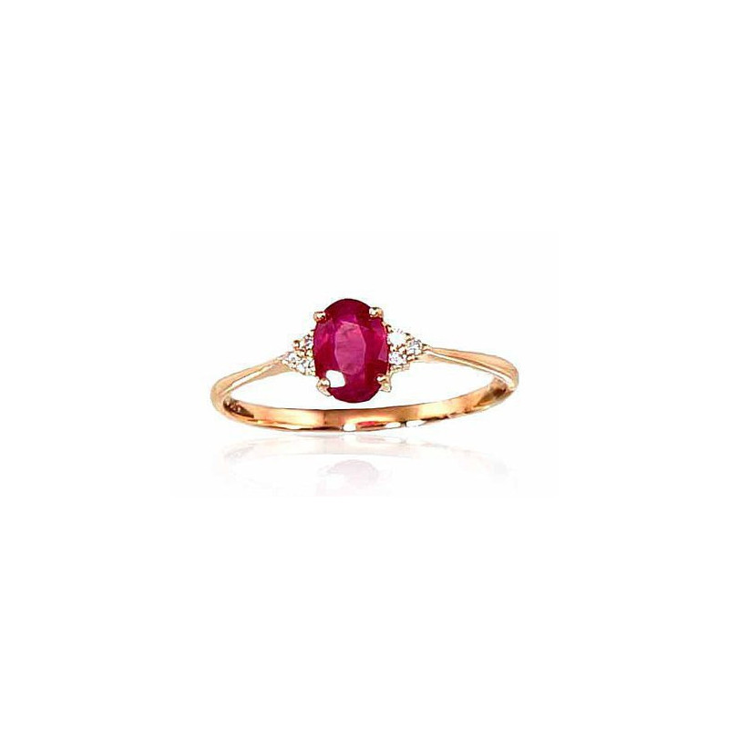 Gold ring 1100091(Au-R+PRh-W)_DI+RB, Red Gold 585°, Rhodium (Plating) , Diamonds , Ruby