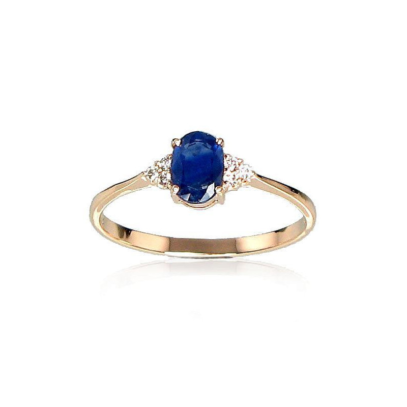 Gold ring 1100091(Au-R+PRh-W)_DI+SA, Red Gold 585°, Rhodium (Plating) , Diamonds , Sapphire