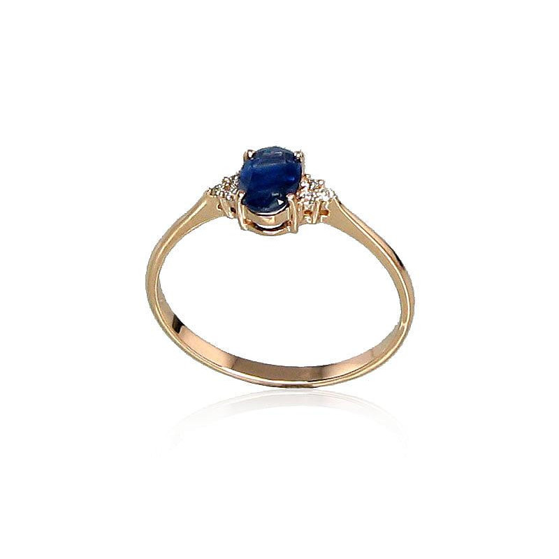 Gold ring 1100091(Au-R+PRh-W)_DI+SA, Red Gold 585°, Rhodium (Plating) , Diamonds , Sapphire