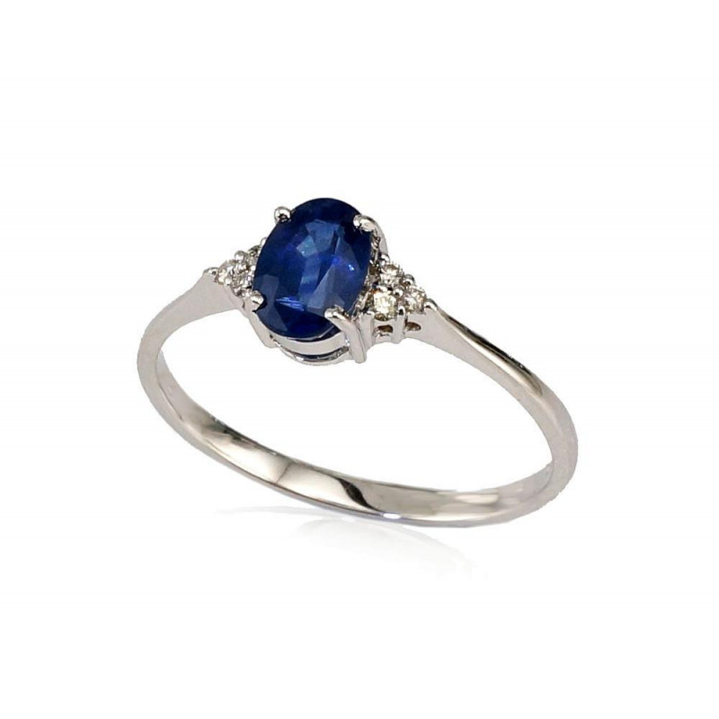 Gold ring 1100091(Au-W)_DI+SA, White Gold 585°, Diamonds , Sapphire