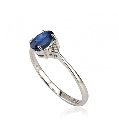 Gold ring 1100091(Au-W)_DI+SA, White Gold 585°, Diamonds , Sapphire