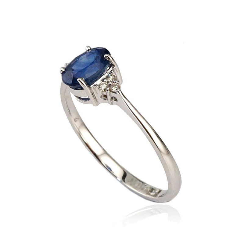 Gold ring 1100091(Au-W)_DI+SA, White Gold 585°, Diamonds , Sapphire