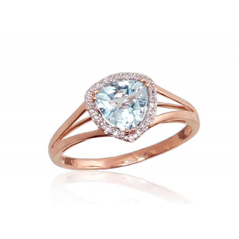 Gold ring 1100092(Au-R+PRh-W)_DI+TZLB, Red Gold 585°, Rhodium (Plating) , Diamonds , Sky Blue Topaz