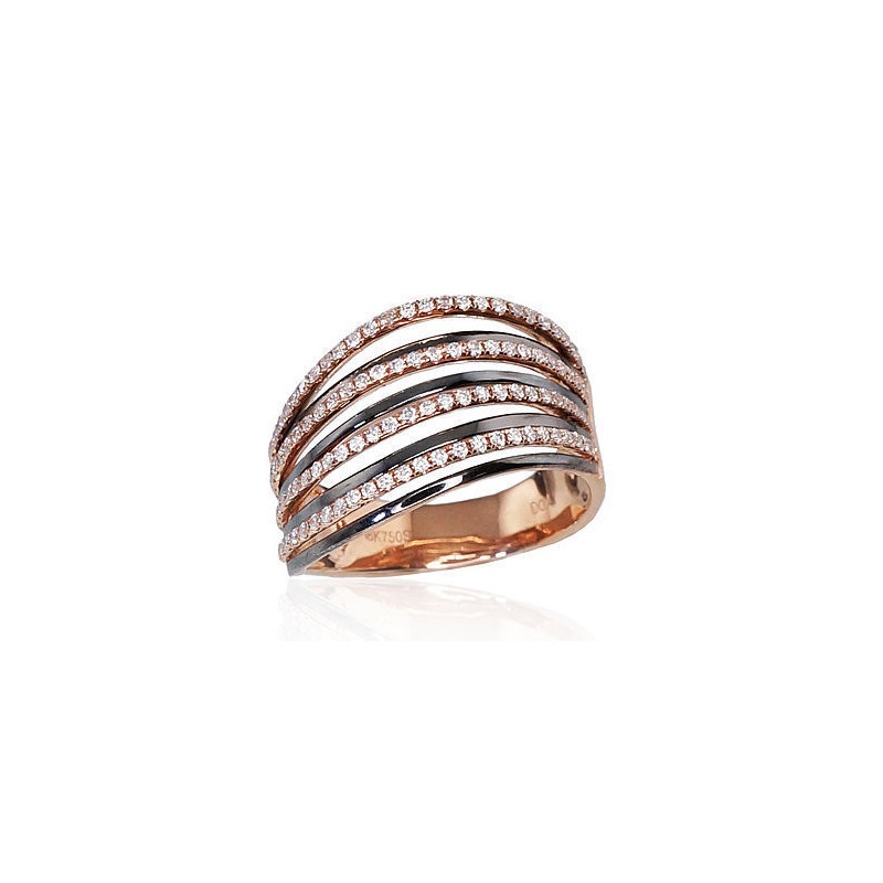 Gold ring 1100103(Au-R+PRh-Bk)_DI, Red Gold 750°, Rhodium (Plating) , Diamonds