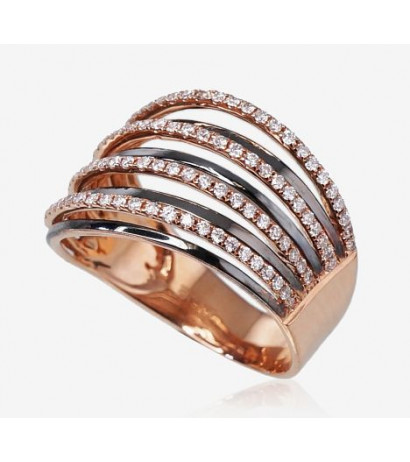 Gold ring 1100103(Au-R+PRh-Bk)_DI, Red Gold 750°, Rhodium (Plating) , Diamonds