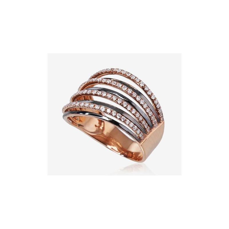 Gold ring 1100103(Au-R+PRh-Bk)_DI, Red Gold 750°, Rhodium (Plating) , Diamonds