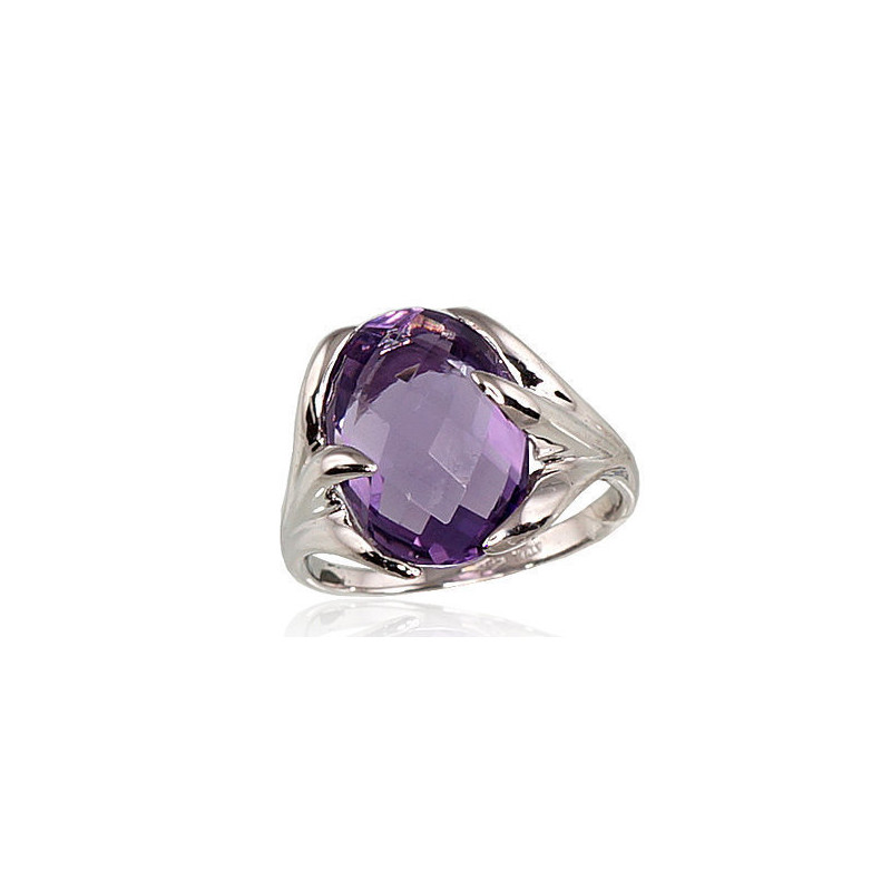 Gold ring 1100110(Au-W)_AM, White Gold 585°, Amethyst