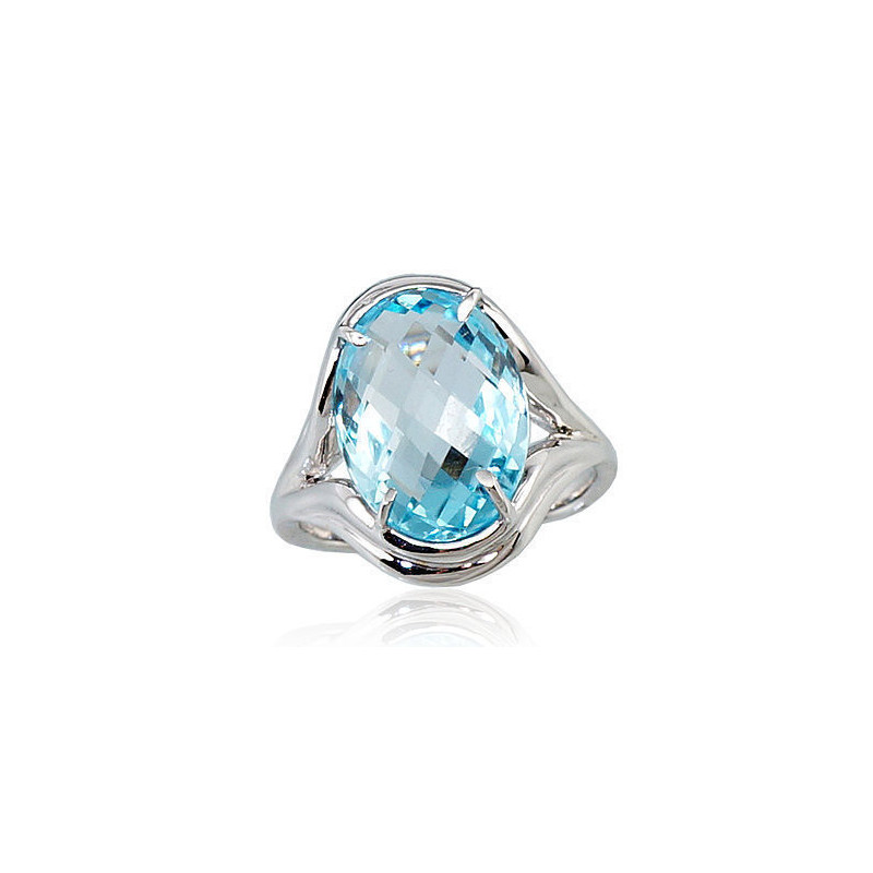 Gold ring 1100113(Au-W)_TZLB, White Gold 585°, Sky Blue Topaz