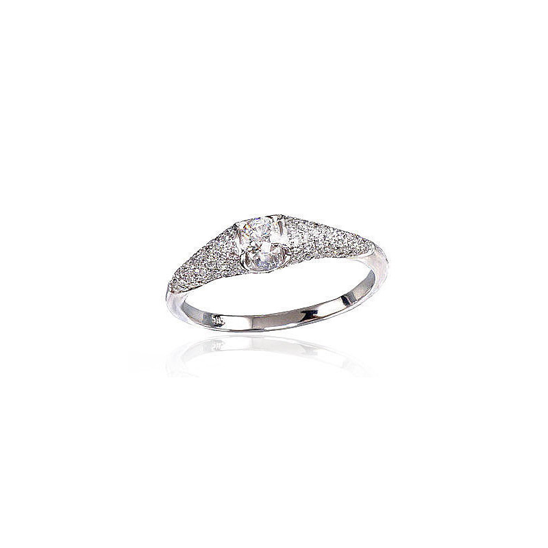 Gold ring 1100119(Au-W)_DI, White Gold 585°, Diamonds