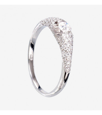 Gold ring 1100119(Au-W)_DI, White Gold 585°, Diamonds