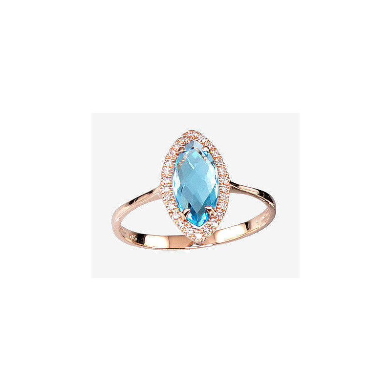 Gold ring 1100124(Au-R)_DI+TZLB, Red Gold 585°, Diamonds , Sky Blue Topaz