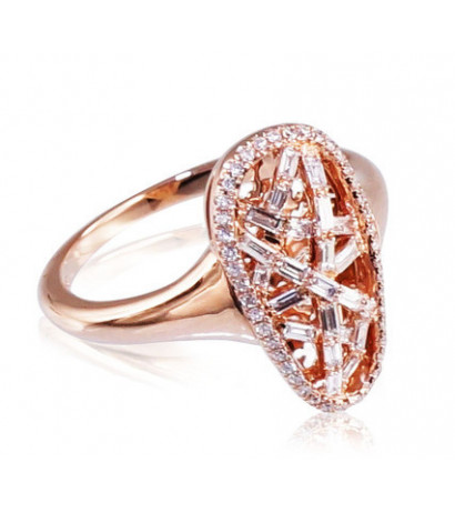 Gold ring 1100141(Au-R)_DI, Red Gold 585°, Diamonds