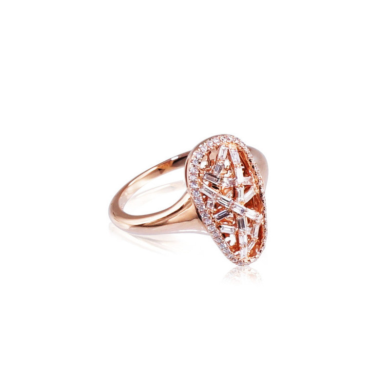 Gold ring 1100141(Au-R)_DI, Red Gold 585°, Diamonds