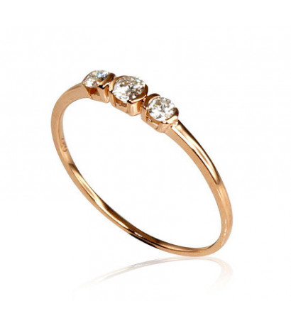 Gold ring 1100160(Au-R)_DI, Red Gold 585°, Diamonds