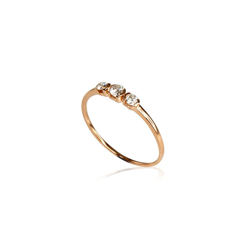 Gold ring 1100160(Au-R)_DI, Red Gold 585°, Diamonds