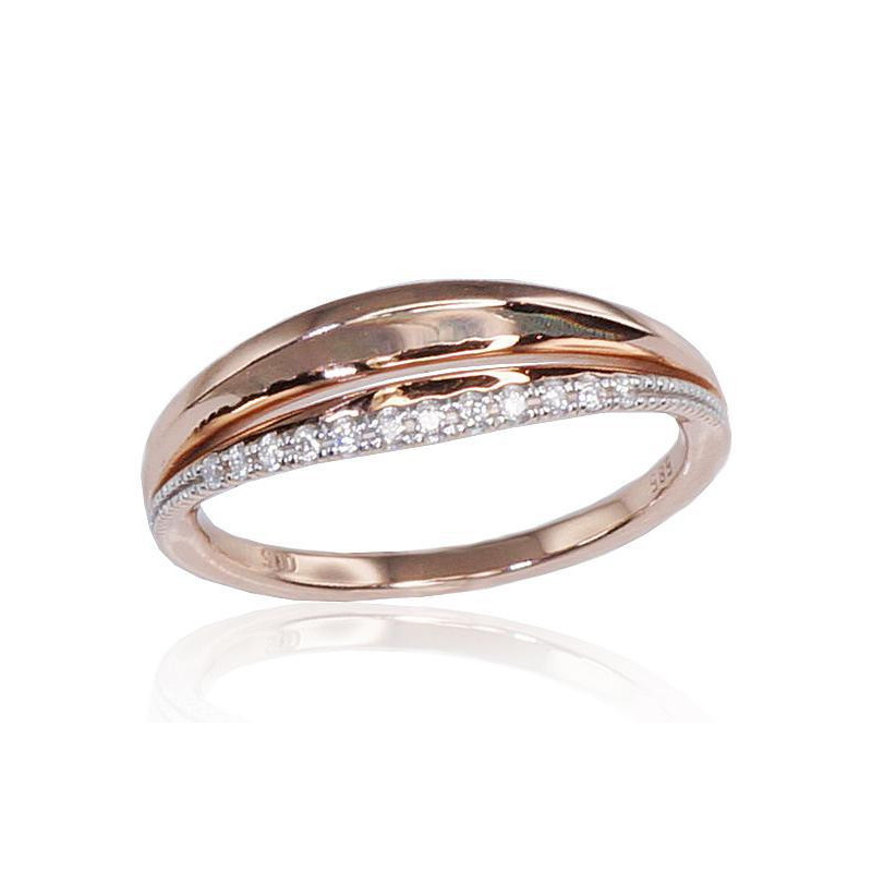 Gold ring 1100163(Au-R+PRh-W)_DI, Red Gold 585°, Rhodium (Plating) , Diamonds