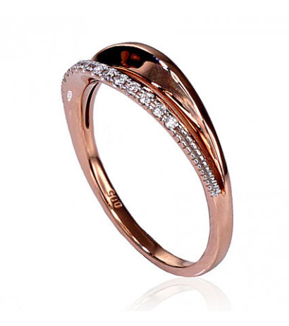 Gold ring 1100163(Au-R+PRh-W)_DI, Red Gold 585°, Rhodium (Plating) , Diamonds