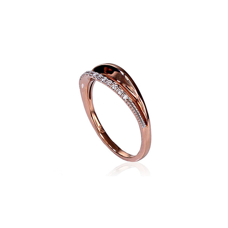 Gold ring 1100163(Au-R+PRh-W)_DI, Red Gold 585°, Rhodium (Plating) , Diamonds