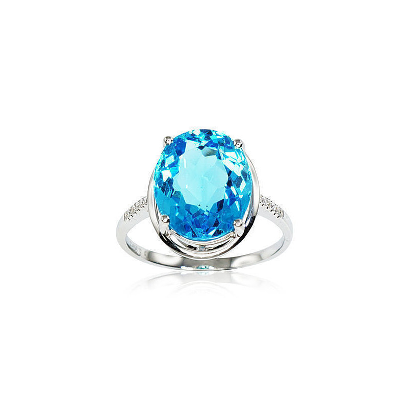 Gold ring 1100164(Au-W)_DI+TZB, White Gold 750°, Diamonds , Blue Topaz