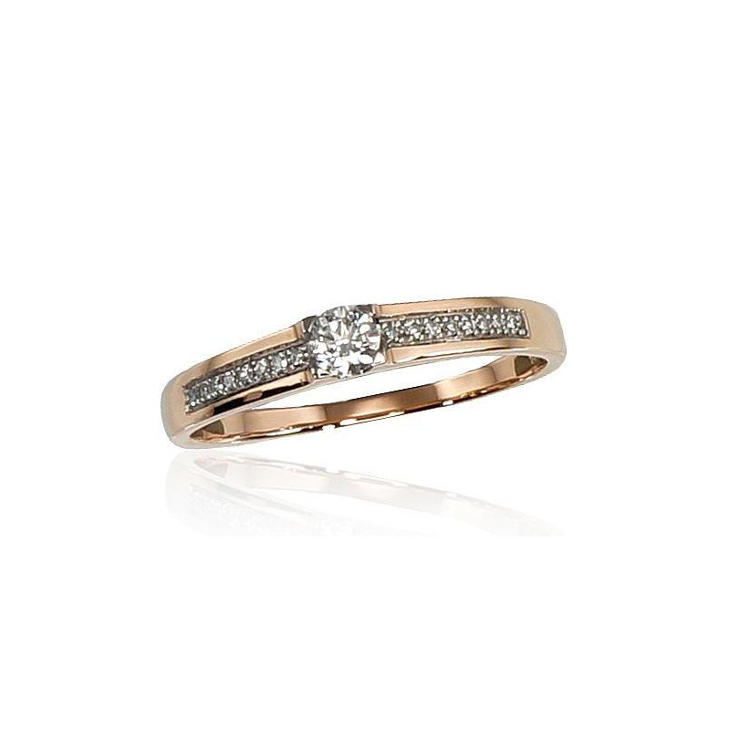 Gold ring 1100190(Au-R+PRh-W)_DI, Red Gold 585°, Rhodium (Plating) , Diamonds