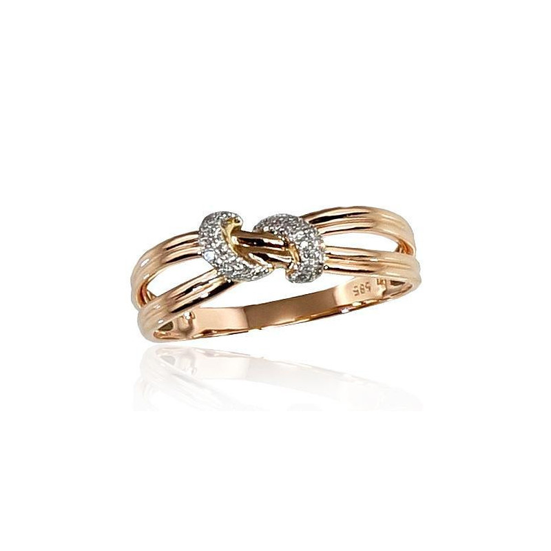 Gold ring 1100199(Au-R+PRh-W)_DI, Red Gold 585°, Rhodium (Plating) , Diamonds