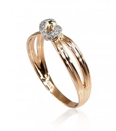 Gold ring 1100199(Au-R+PRh-W)_DI, Red Gold 585°, Rhodium (Plating) , Diamonds