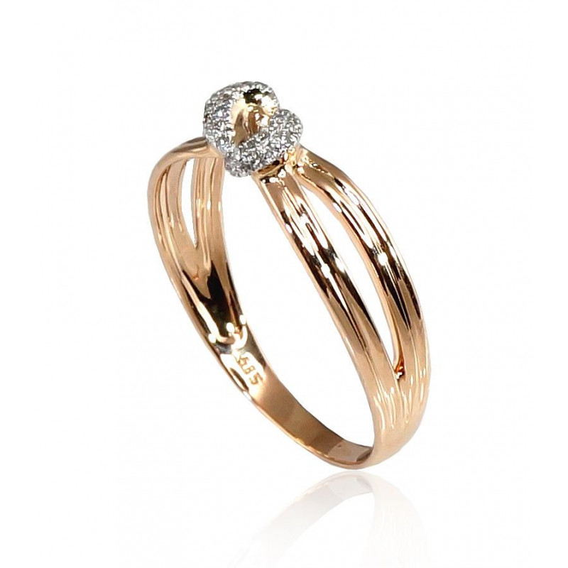 Gold ring 1100199(Au-R+PRh-W)_DI, Red Gold 585°, Rhodium (Plating) , Diamonds