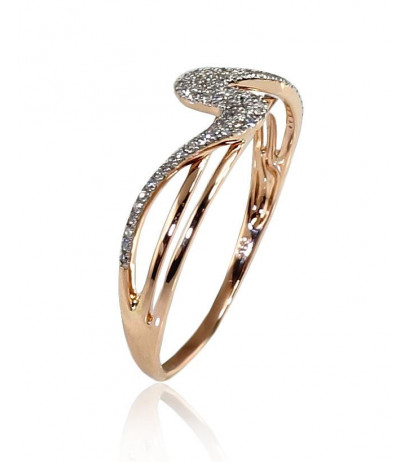 Gold ring 1100201(Au-R+PRh-W)_DI, Red Gold 585°, Rhodium (Plating) , Diamonds