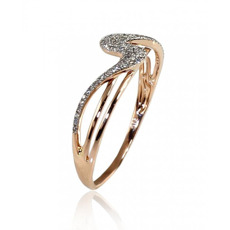 Gold ring 1100201(Au-R+PRh-W)_DI, Red Gold 585°, Rhodium (Plating) , Diamonds