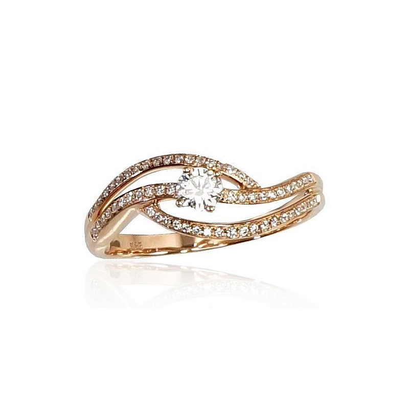 Gold ring 1100206(Au-R)_DI, Red Gold 585°, Diamonds