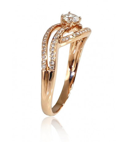 Gold ring 1100206(Au-R)_DI, Red Gold 585°, Diamonds