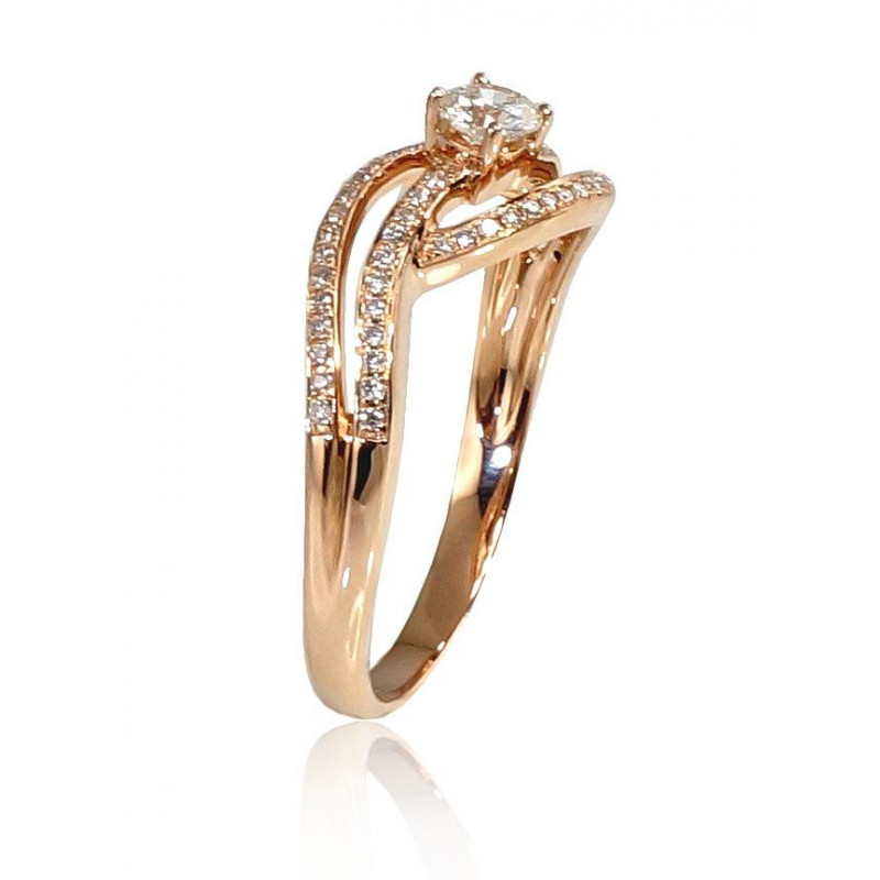 Gold ring 1100206(Au-R)_DI, Red Gold 585°, Diamonds