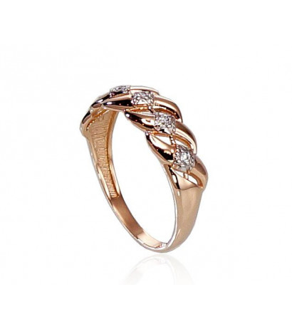 Gold ring 1100267(Au-R+PRh-W)_CZ, Red Gold 585°, Rhodium (Plating) , Zirkons