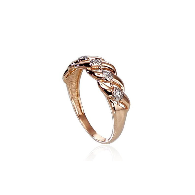 Gold ring 1100267(Au-R+PRh-W)_CZ, Red Gold 585°, Rhodium (Plating) , Zirkons