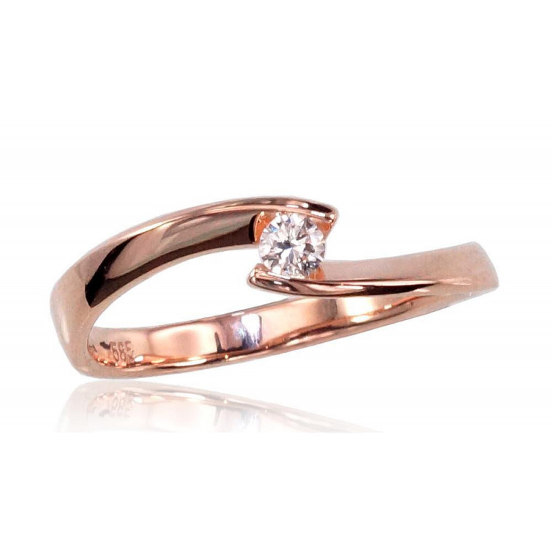 Gold ring 1100381(Au-R)_DI, Red Gold 585°, Diamonds