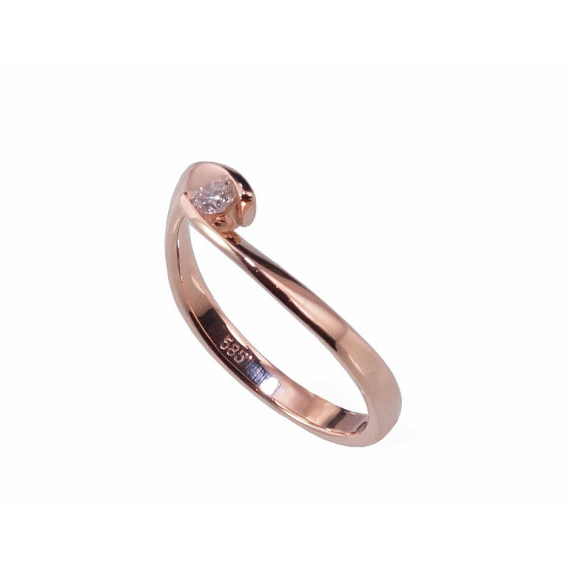 Gold ring 1100381(Au-R)_DI, Red Gold 585°, Diamonds