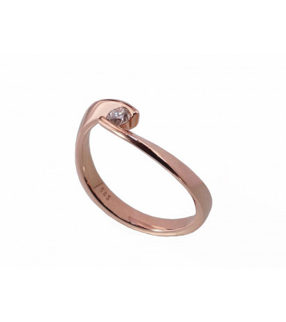 Gold ring 1100382(Au-R)_DI, Red Gold 585°, Diamonds