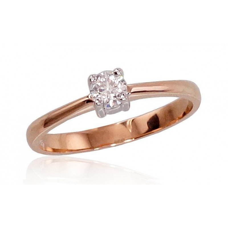 Gold ring 1100403(Au-R+PRh-W)_DI, Red Gold 585°, Rhodium (Plating) , Diamonds