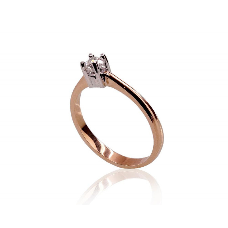 Gold ring 1100403(Au-R+PRh-W)_DI, Red Gold 585°, Rhodium (Plating) , Diamonds