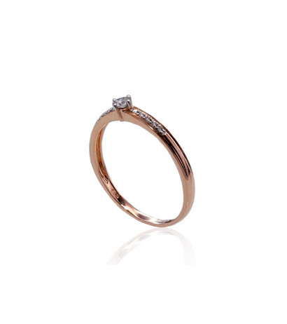 Gold ring 1100409(Au-R+PRh-W)_DI, Red Gold 585°, Rhodium (Plating) , Diamonds