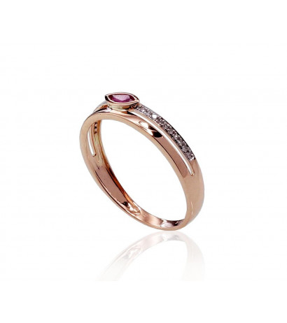 Gold ring 1100418(Au-R+PRh-W)_DI+RB, Red Gold 585°, Rhodium (Plating) , Diamonds , Ruby