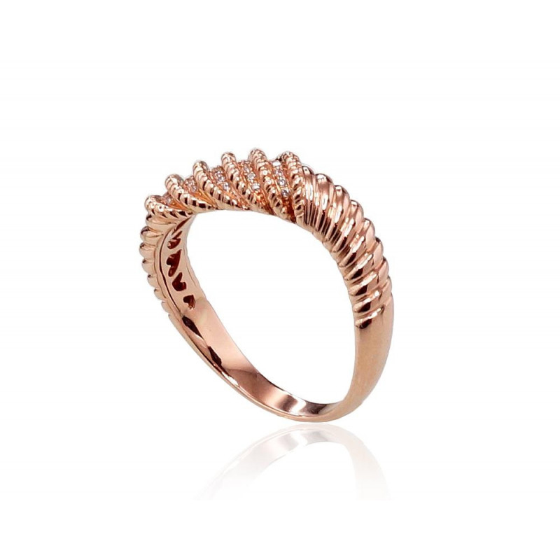 Gold ring 1100425(Au-R)_DI, Red Gold 585°, Diamonds