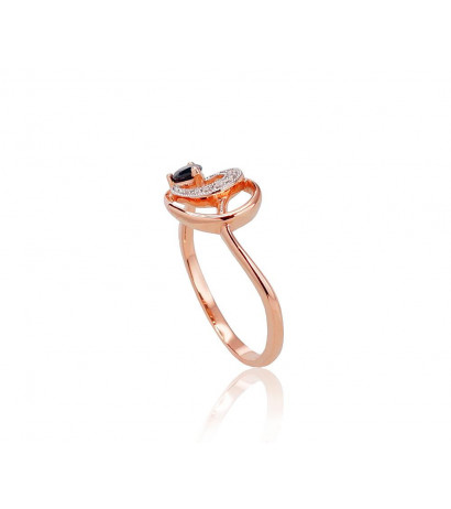 Gold ring 1100521(Au-R+PRh-W)_DI+SA, Red Gold 585°, Rhodium (Plating) , Diamonds , Sapphire