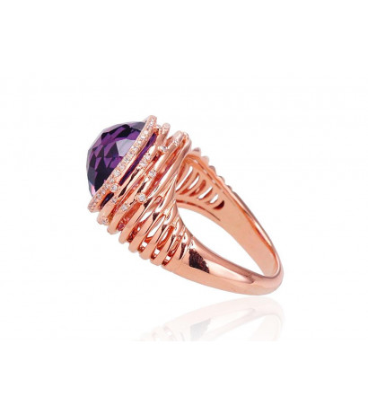 Gold ring 1100532(Au-R)_DI+AM, Red Gold 585°, Diamonds , Amethyst