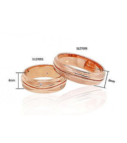 Gold wedding ring 1100544(Au-R)_CZ, Red Gold 585°, Zirkons