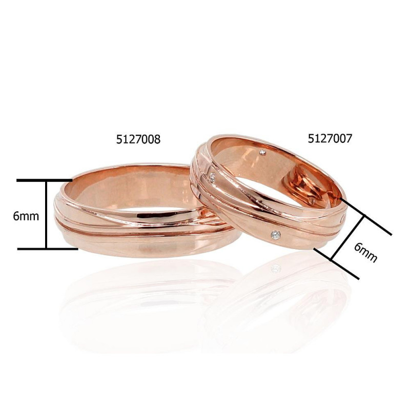 Gold wedding ring 1100552(Au-R)_CZ, Red Gold 585°, Zirkons